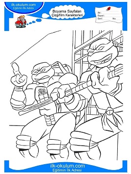 Çocuklar İçin Ninja Kaplumbağalar Boyama Sayfaları 